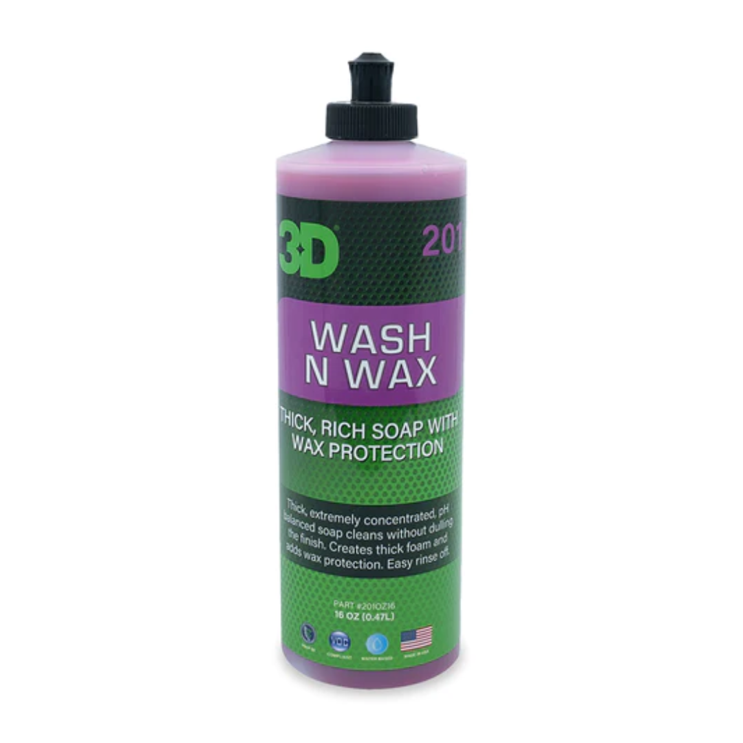 [201OZ16] Wash N Wax - Shampoing Soft - 3D Car Care (473ml)