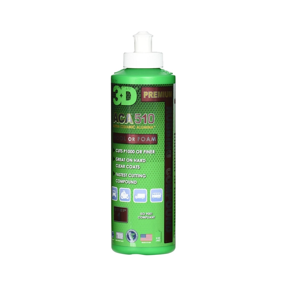 [510OZ8] Compound ACA 510 Premium - 3D Car Care (236ml)